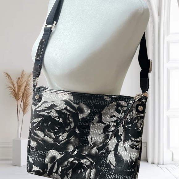 L.A.M.B. Handbags - Gwen Stefani LAMB Black White Floral Love Angel Music Baby Pattern Crossbody Bag